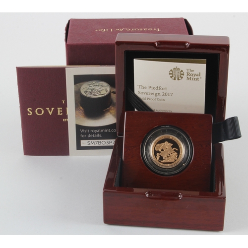 93 - Sovereign 2017 Proof Piedfort, 200th Anniversary design, FDC cased with certs, box and packaging.