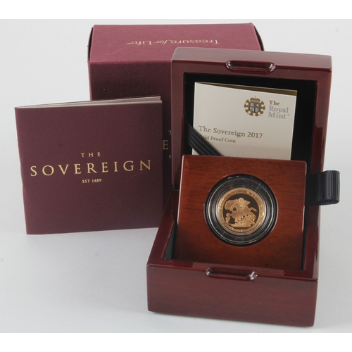 94 - Sovereign 2017 Proof, 200th Anniversary design, FDC cased with certs, box and packaging.