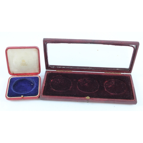 973 - Medal box for three medallions and 1911 Coronation Medal box (both empty)