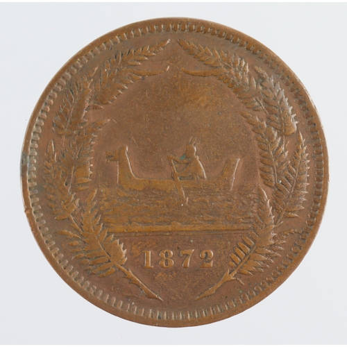 977 - New Zealand Penny Token 1872, R. Gratten, KM# Tn24, lightly cleaned nVF