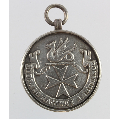 992 - Railway - Midland Railway Ambulance silver medal awarded to W.M. Brown for First Aid rendered at Lei... 