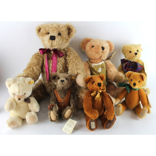 101 - Bears. A collection of seven teddy bears, including Steiff, Deans, etc., largest 57cm approx.