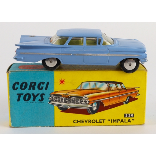 131 - Corgi Toys, no. 220 'Chevrolet Impala' (light blue), contained in original box