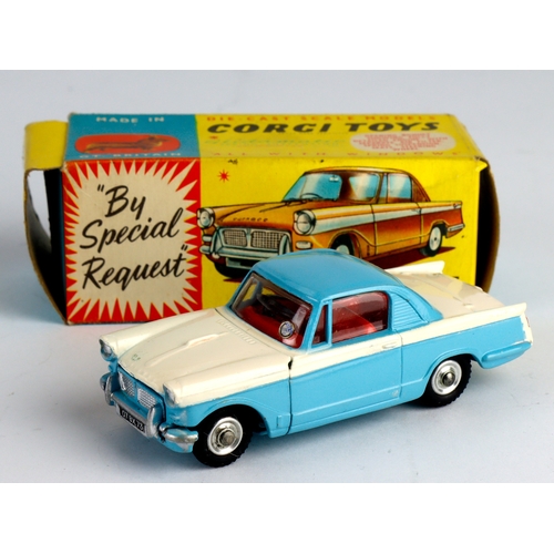 139 - Corgi Toys, no. 231 'Triumph Herald Coupe' (blue & white), with model club slip, contained in origin... 