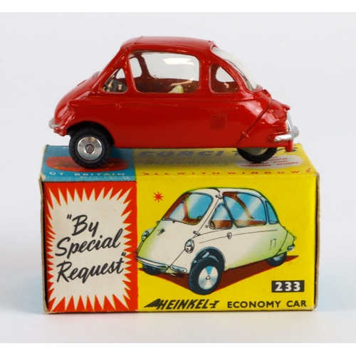 141 - Corgi Toys, no. 233 'Heinkel Economy Car' (red), contained in original box