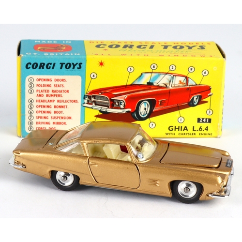 144 - Corgi Toys, no. 241 'Ghia L.6.4 with Chrysler engine' (gold), with model club slip, contained in ori... 