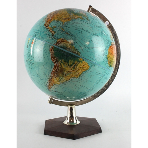 427 - Danish made Terrestial Globe dated 1983 marked Made in Denmark - metal stand shows some wear, colour... 