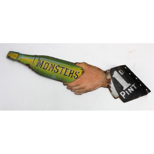 429 - Enamel Sign. An early enamel sign for 'Monsters Lemon Squash 1d Pint', made by Trenner, London, W.C.... 