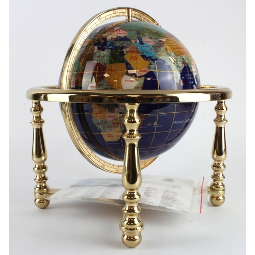 442 - Lapis globe made from various semi precious stones, height 32cm, diameter 32cm approx.