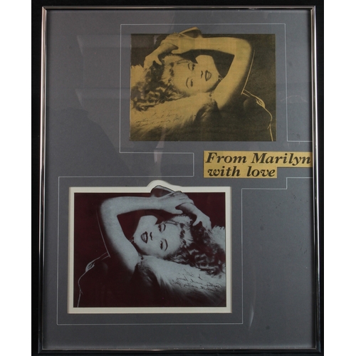 445 - Marilyn Monroe signed photograph copper printing plate, complete with the newspaper print and messag... 