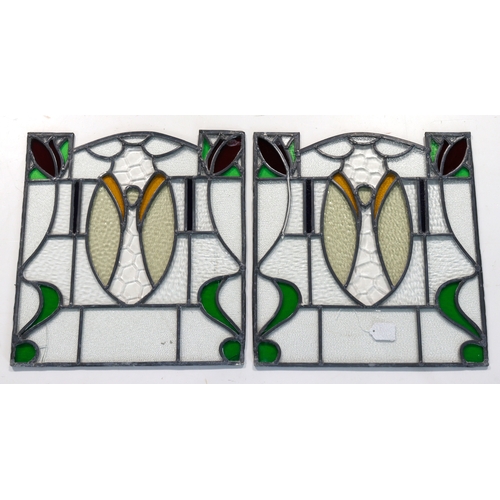 463 - Stained Glass. Two lead framed stained glass windows, 47cm x 43.5cm approx. (buyer collects)