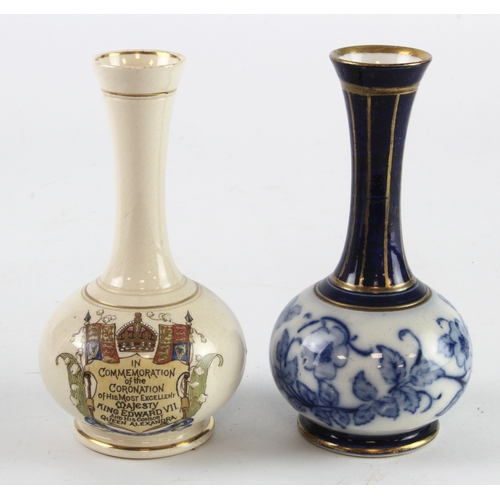 91 - Two James Macintyre & Co. Ld. Small vases, one is blue & white and one is for the Coronation of Edwa... 