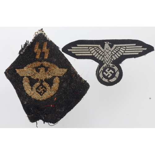 1021 - German SS Police and SS Forage cap cloth eagles.