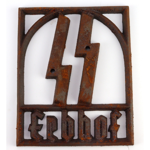 1026 - German SS wall plaque, rusted, very heavy.