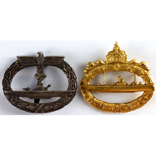 1045 - German WW1 and WW2 U Boat war badges.