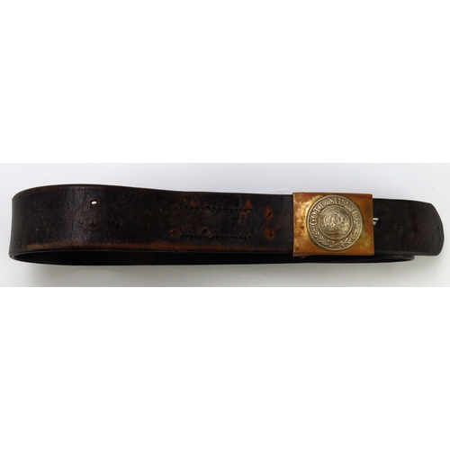 1046 - German WW1 brown leather belt with parade buckle.