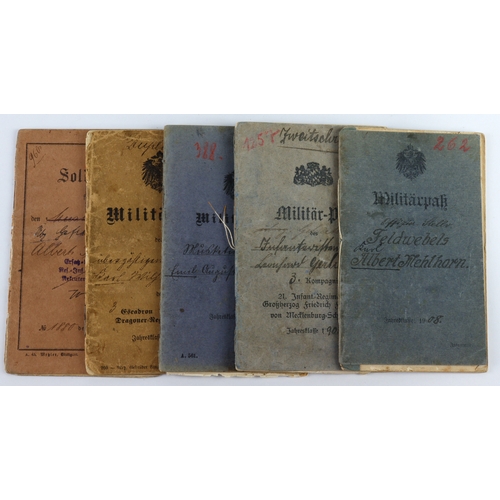 1055 - German WW1 soldiers service books four all to different soldiers very detailed with selection of WW1... 