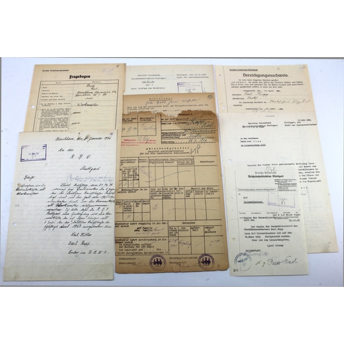 1066 - German WW2 file of documents to Karl Kupp served in WW1 from 5-6-1917 in France to 26-9-1918 where h... 