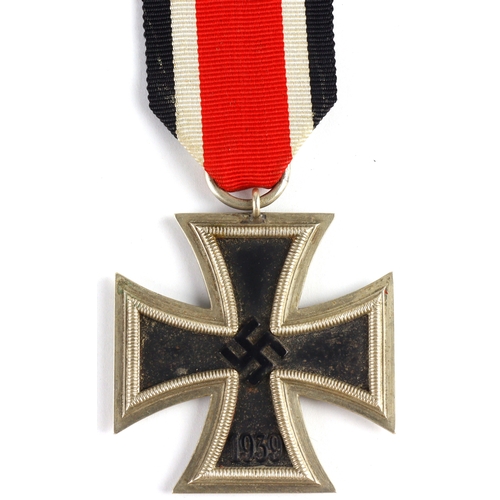 1071 - German WW2 Iron Cross 2nd class maker marked on suspender ring in packet of issue.