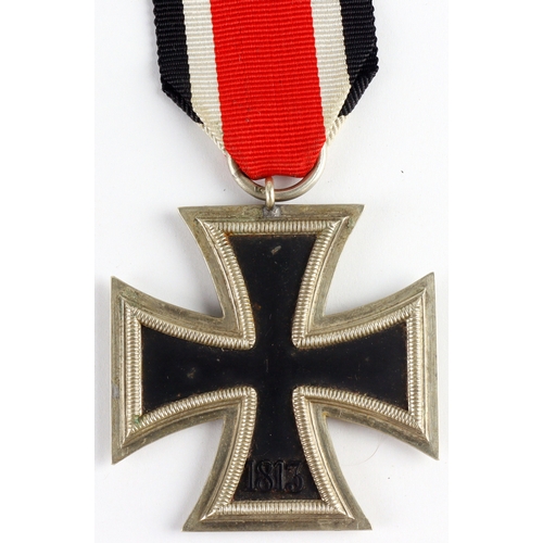 1071 - German WW2 Iron Cross 2nd class maker marked on suspender ring in packet of issue.