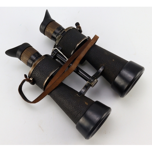 1073 - German WW2 kriegsmarine binoculars stamped beh 7x50 330251 (T),  with German eagle worn but still vi... 