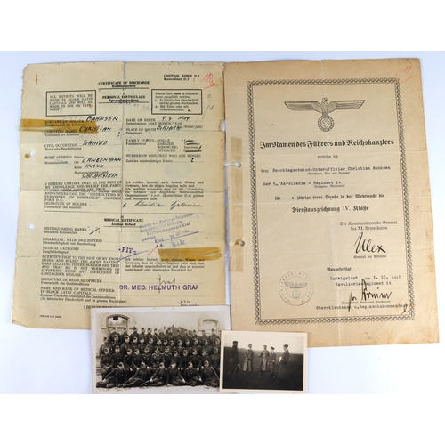 1077 - German WW2 officers documents photos all relating to Unteroffizier Christian Bahnsen 5./Kavallerie-R... 