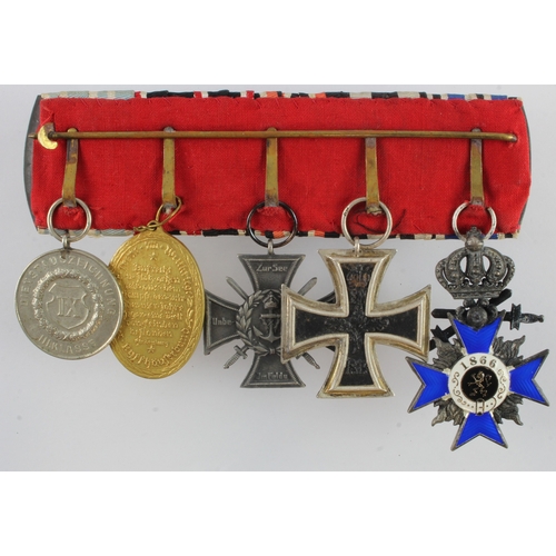 1091 - Imperial German medal group inc Iron Cross and Marine Combat medals with Ypern and Somme Battle bars... 