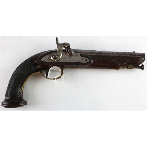 118 - Percussion mid 19th century continental military pistol unmarked possibly French.