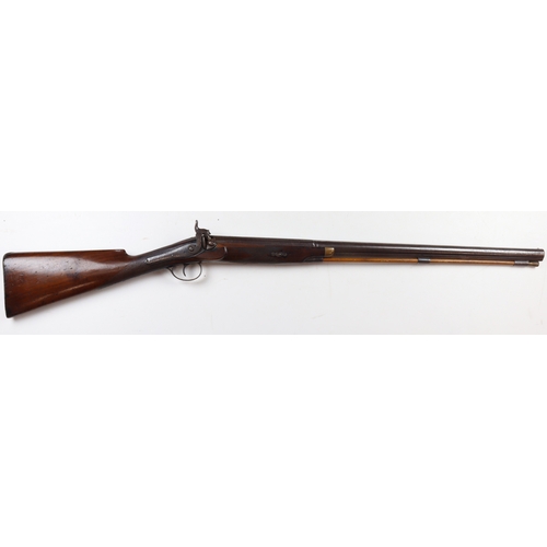 120 - Percussion single barrel shot gun C. 1850 with 28 inch barrel back action unsigned locks.