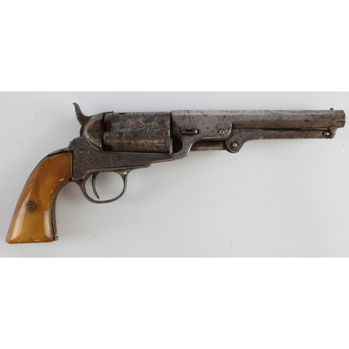 126 - Revolver, 19th century percussion pistol, octagonal barrel 5.5