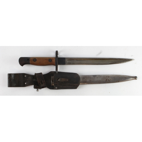 139 - Shortened P07 bayonet made by Sanderson in 1922, blade 25cm, shortened & repointed as a fighting kni... 