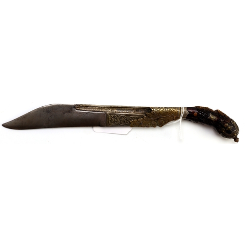 141 - Sri Lanka/Ceylon Sinhalese Piha-kaetta Knife, 19th Century, with 6 ½ in. blade engraved near hilt an... 