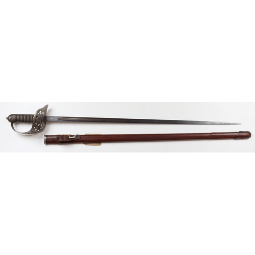 146 - Sword 1895 pattern Victorian infantry officers, blade with VR crest to hilt and engraved blade. Thes... 