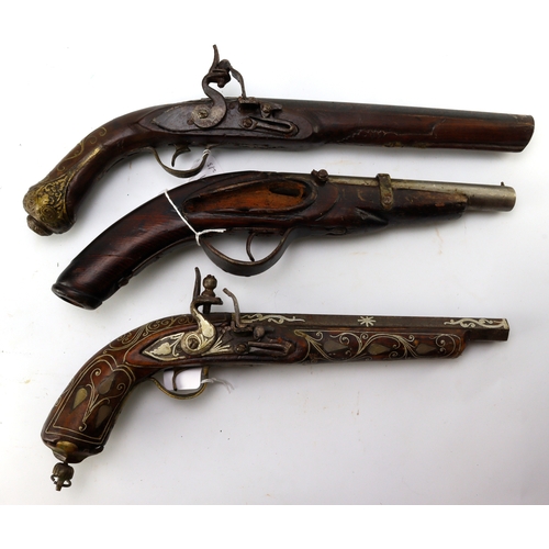 156 - Turkish / North flintlock pistols, length 15