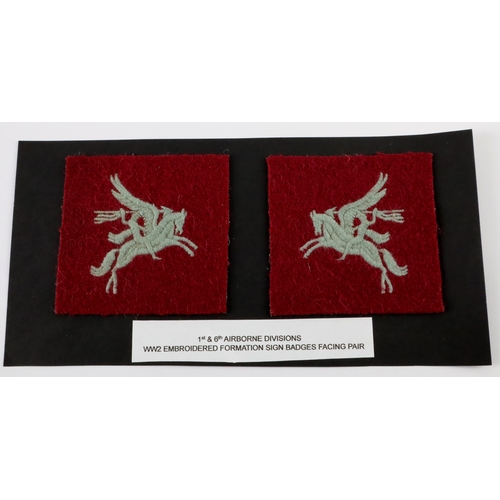 181 - 1st & 6th AIRBORNE DIVISIONS WW2 embroidered felt formation sign badge facing pair in excellent unwo... 