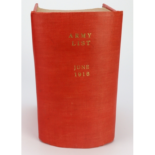 242 - Book - Army List for June 1918. Section sewn and red linen covered, excellent condition