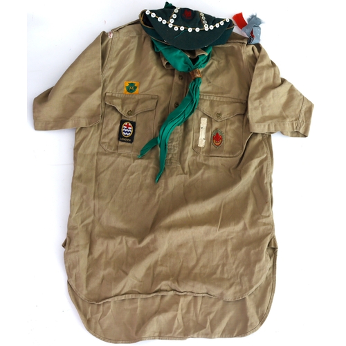 267 - Boy Scouts interest a Shirt, 1st Hither Green / London and Pearly King adorned cap, unusual.