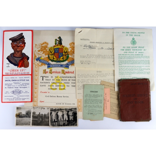 370 - Military ephemera award documents, leaflets some interesting items.