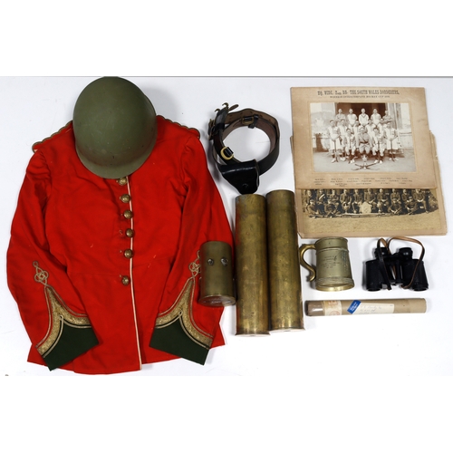 385 - Plastic crate of various militaria including Trench Art  (Buyer collects)