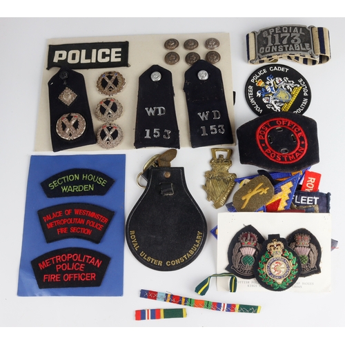 390 - Police / Militray interest etc- selection of mixed items incl Armband Special Constable 1173, Scotti... 