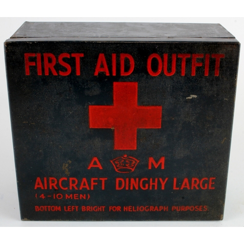 413 - RAF WW2 scarce First Aid tin for aircraft and dinghy’s  AM marked.