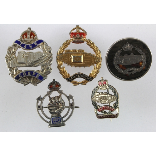 455 - Sweetheart badges - all relating to the Tank Regiment comprising three silver badges - Tank Corps on... 