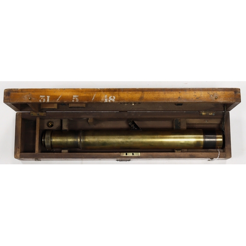 473 - World War I General Service Cased Gun Sighting Telescope, dated 1918, brass, marked 'G.S. TELESCOPE ... 