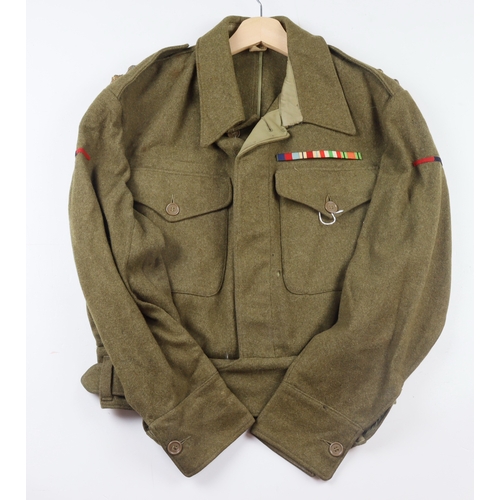 513 - WW2 1940 pattern officers battledress blouse US contract dated Jan 4th 1943 with lieut metal pips, W... 