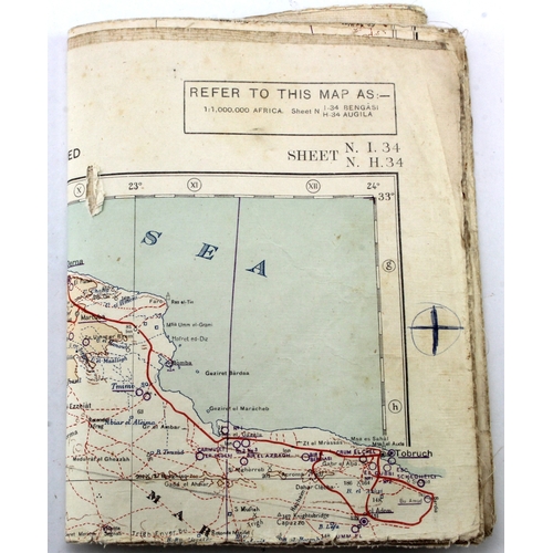 527 - WW2 original map of East Africa including Bengasi, Tobruk  dated April 1942 in used condition fragil... 