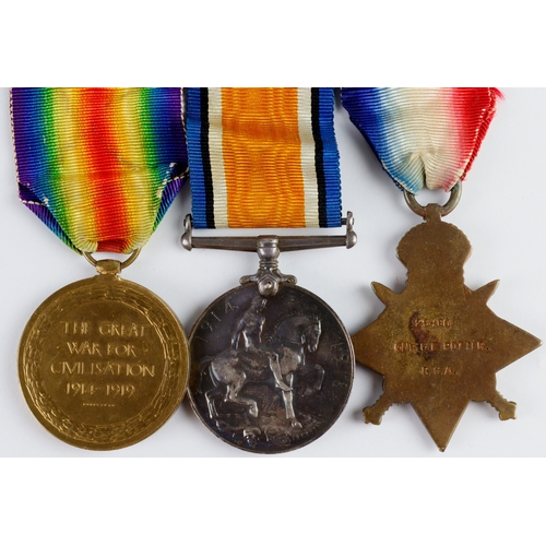 543 - 1914 trio to 29180 Gnr G E Potter 26th H.B RGA qualified date 16-8-1914 entitled to clasp.