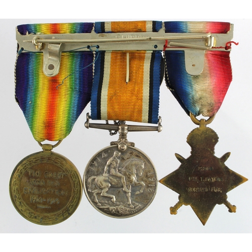 559 - 1915 Star Trio (21244 Pte T Eatch North'D Fus) with Silver War Badge No B42321. With research, born ... 