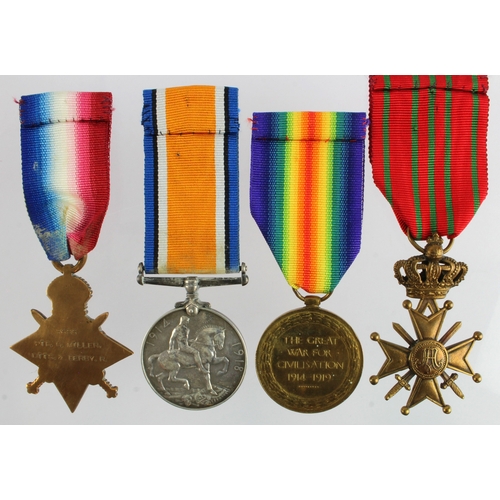 560 - 1915 Star Trio (2685 Pte G Miller Notts & Derby R) and Belgium Croix De Guerre awarded by ballott (n... 