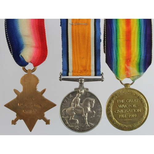 563 - 1915 Star Trio (G-2210 Pte R A Morris E.Kent.R.) served 8th Bn, with research, born Islington, Londo... 