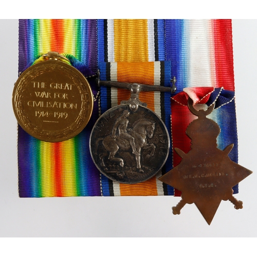 565 - 1915 Star Trio (T4-038412 Dvr M C Martin ASC) pair named (2.Lieut M C Martin). Commissioned into the... 